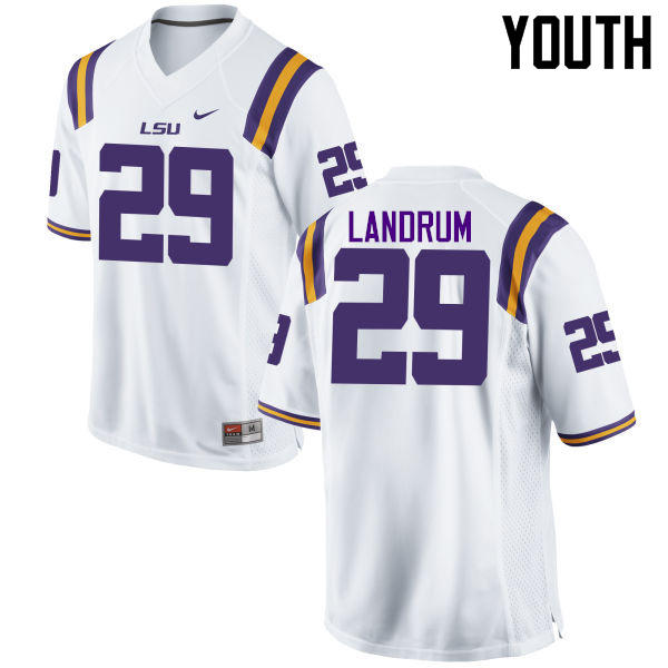 Youth LSU Tigers #29 Louis Landrum College Football Jerseys Game-White - Click Image to Close